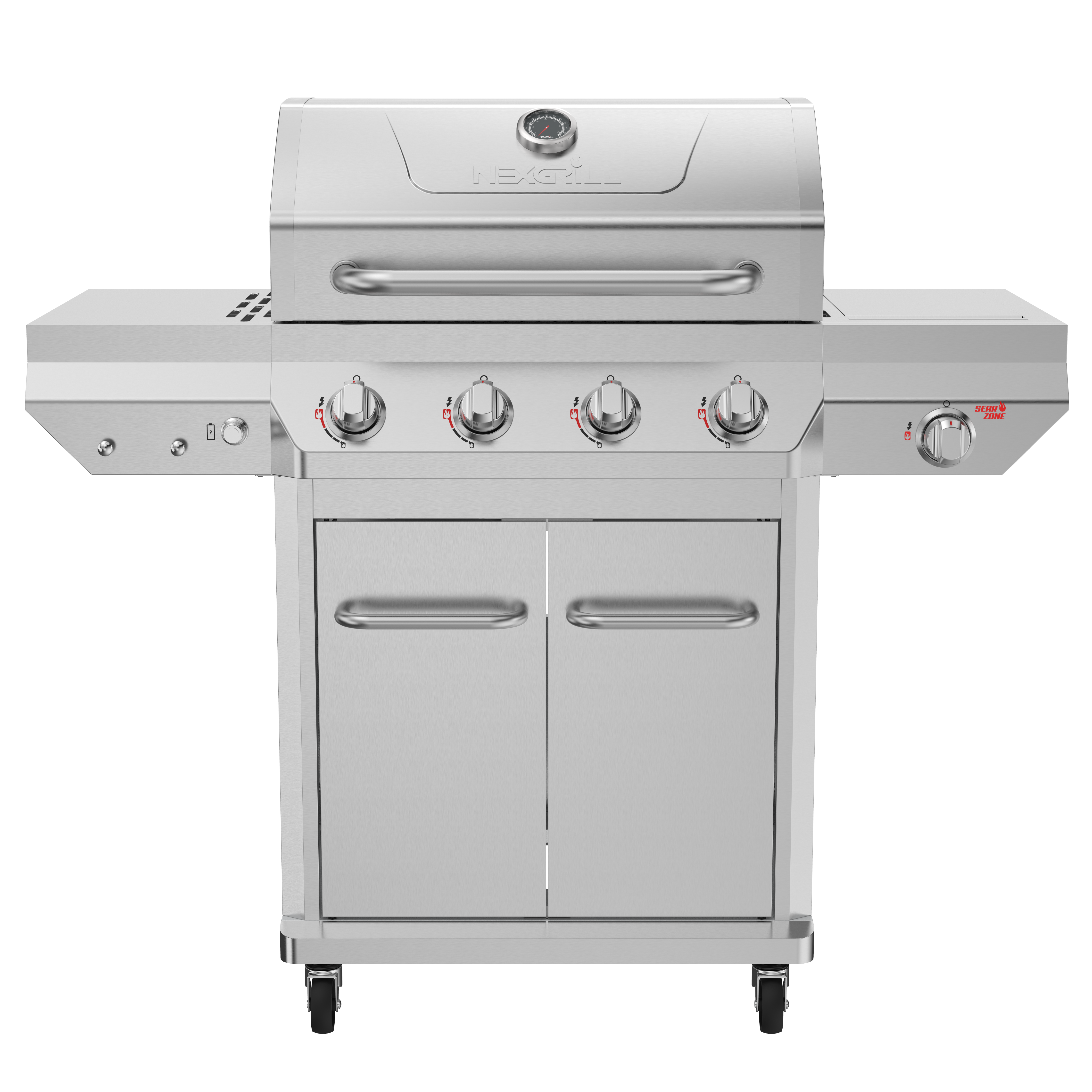 Nexgrill Deluxe 4 brænder gasgrill i rustfrit stål med sidebrænder