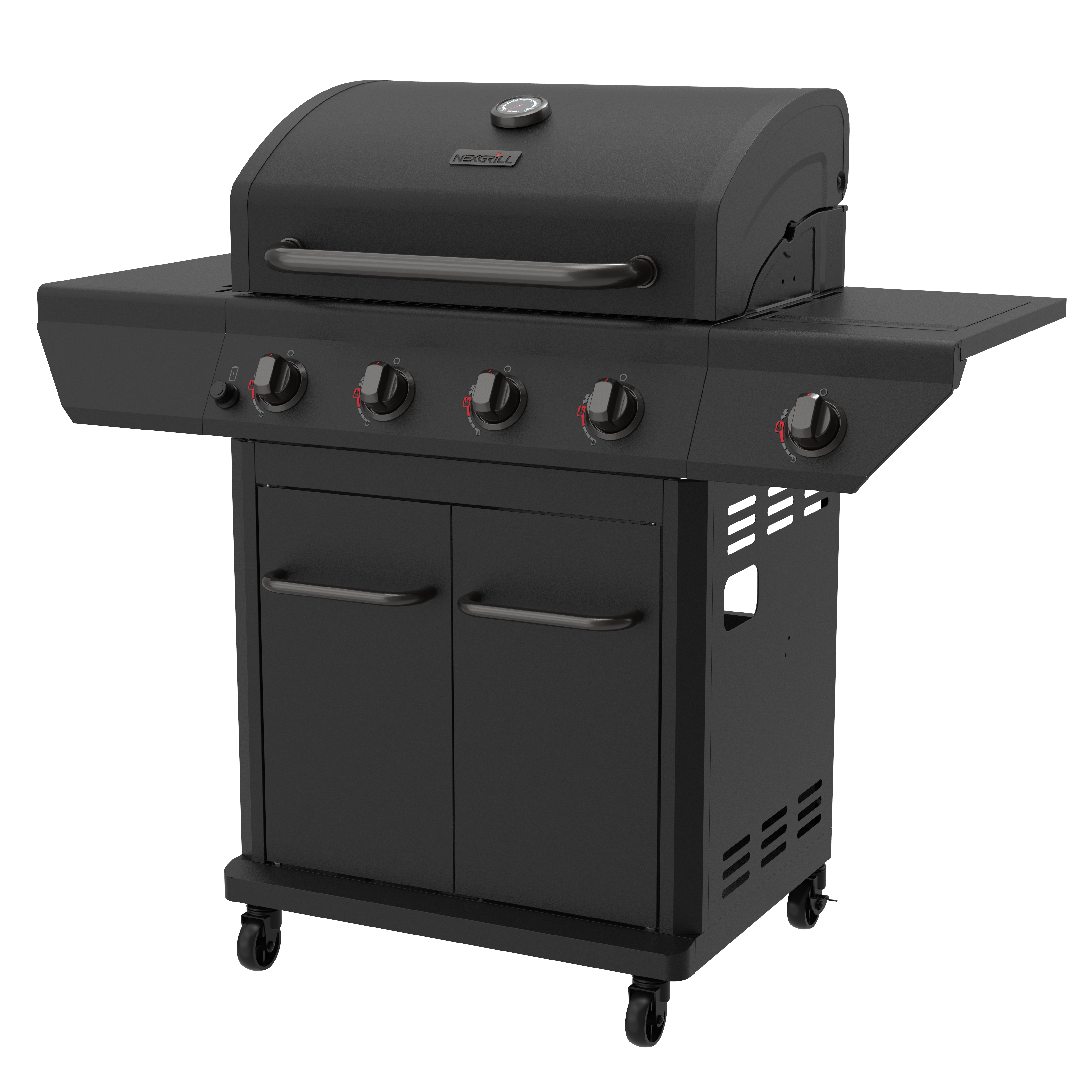 Nexgril EmberMax 4 brænder gasgrill med sidebrænder og kulbakke