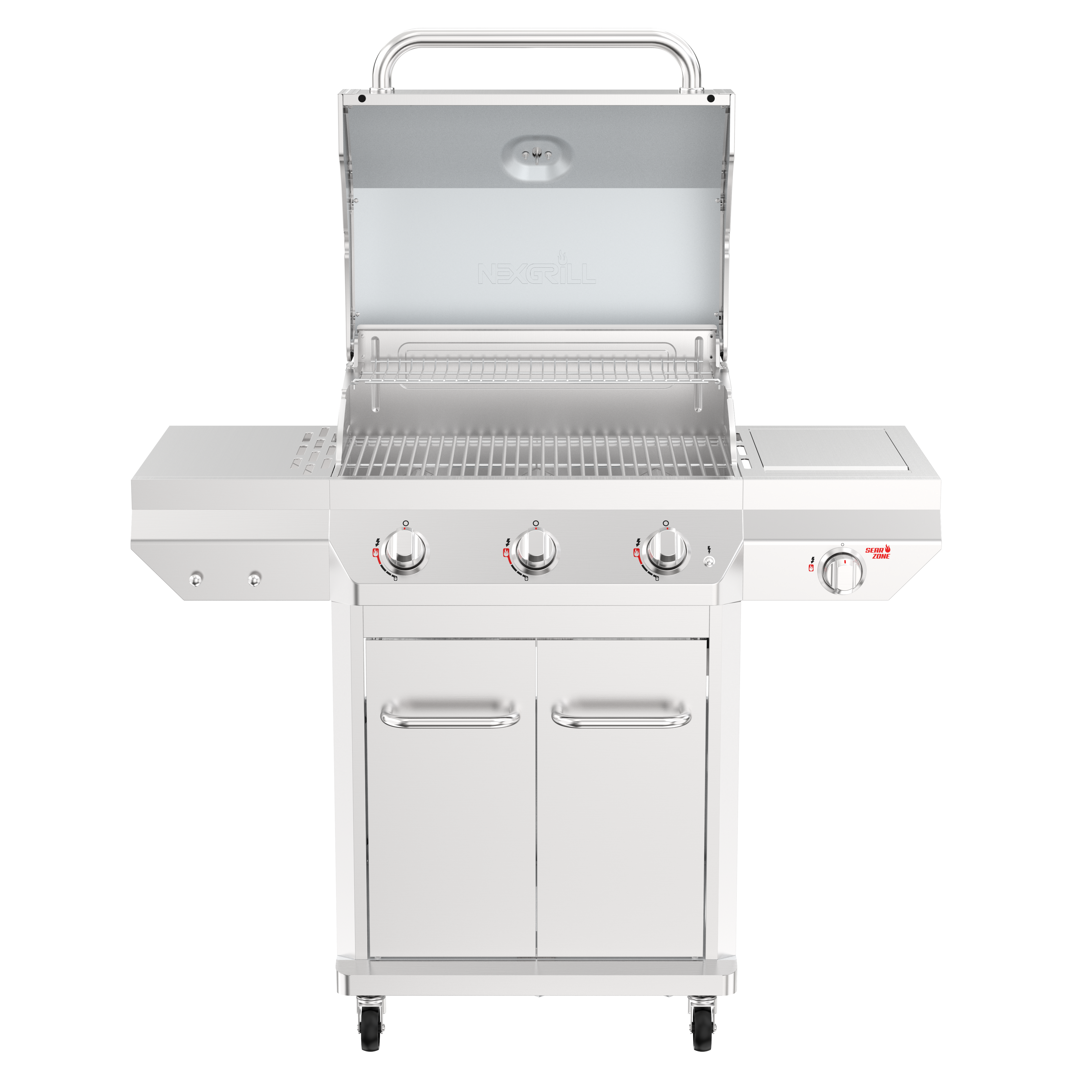 Nexgrill Deluxe 3-brænder gasgrill i rustfrit stål med sidebrænder