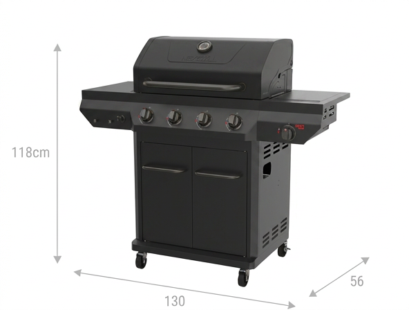 Nexgrill Deluxe 4 brænder sort gasgrill med sidebrænder