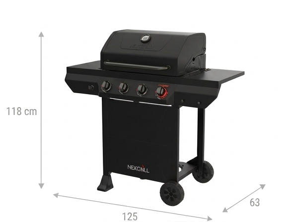 Nexgrill Classic 4 brænder gasgrill med elbrænder