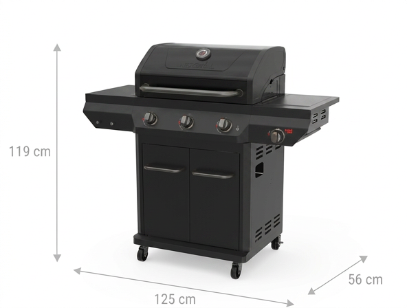 Nexgrill Deluxe 3 brænder sort gasgrill med sidebrænder