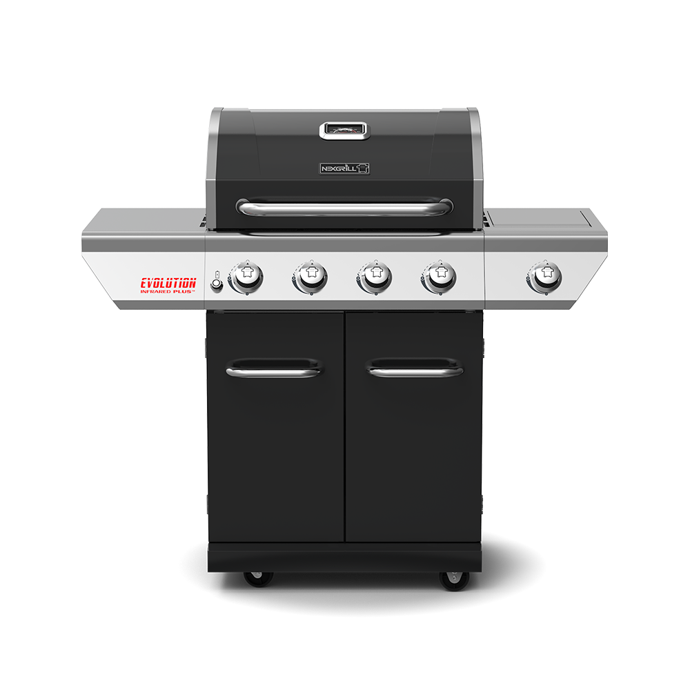 EVOLUTION gasgrill med 4 brændere og sidebrænder i rustfrit stål